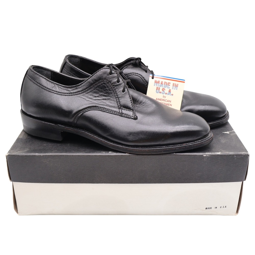 Barclay Oxford Dress Shoes Mens 10 D Vintage Black Leather Made in USA 90029